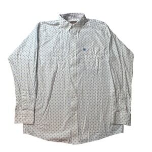 Ariat Shirt Mens M White Floral Wrinkle-Free Button Down Long Sleeve Western